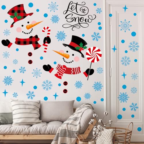Kajaia Adesivos de porta de boneco de neve decoração de inverno floco de neve decoração de porta gra
