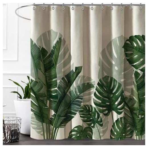 Baccessor Tropical Green Leaf Shower Curtain