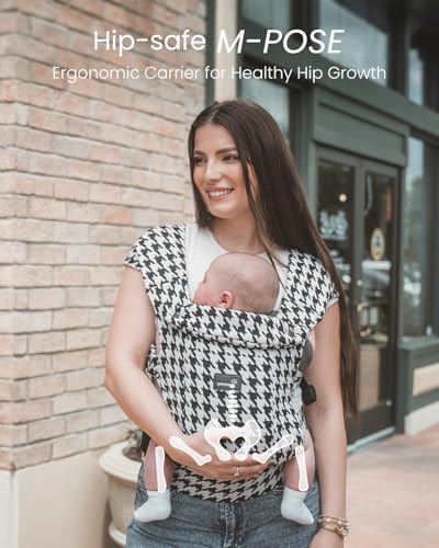 Image of GROWNSY Newborn Carrier, Ergonomic, Cozy Baby Carrier, Houndstooth Black