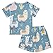 ALAZA Short Pajamas Set Cute Fashion Lama Animals Short Sleeve Summer Sleepwear,Cotton Pjs