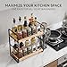 LEMIKKLE 2-Tier Coffee Bar Organizer With Basket,Wooden Shelf for Coffee Bar Accessories,Spice Rack Organizer for Countertop-Brown