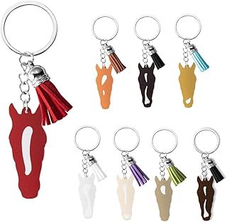 Personalized Horse Face Keychain With Tassel - Acrylic Custom Name Key Chain for Backpack, Bag - Photo Key Ring for Mom, Dad, Daughter - 8 Colors