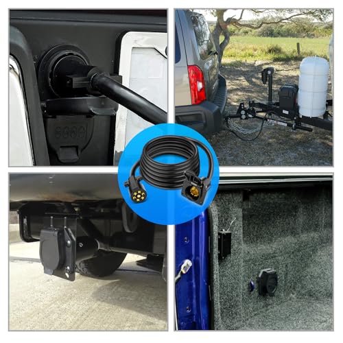 Image of Nilight 7 Way Trailer Plug Extension Cord 12 Feet