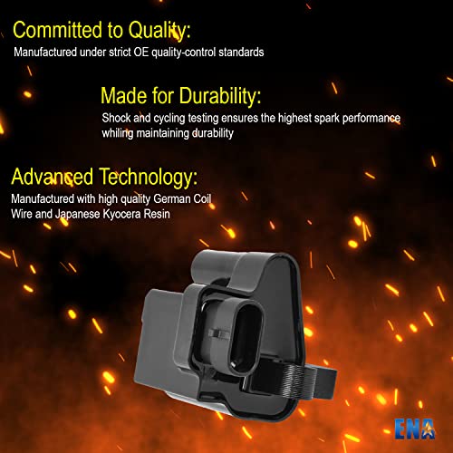 image for ENA Set of 8 Square Ignition Coil with Wire Set Compatible with Chevro