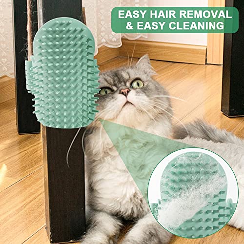 Image of MiOYOOW Cat Self Groomer, Soft Elastic Corner Massage Combs Brush for Cat Grooming Bathing Cleaning Relaxing, Green, Hair Brush for Cats of All Ages