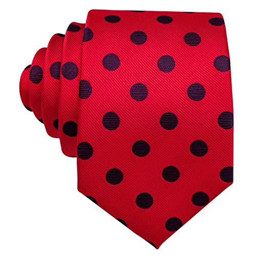 Image of Barry.Wang Ties for Men Silk Tie Sets Polka Dot Woven Necktie Pocket Square Cufflinks Business Wedding