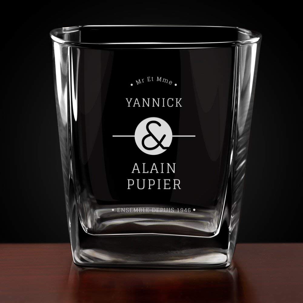 Maverton Ensemble de Carafes Personnalisés a Whisky Rhum Cognac Avec 6 Verres a Whisky Gravés - 700 ml Service Universel Verre Whisky et Carafe - Monogramme