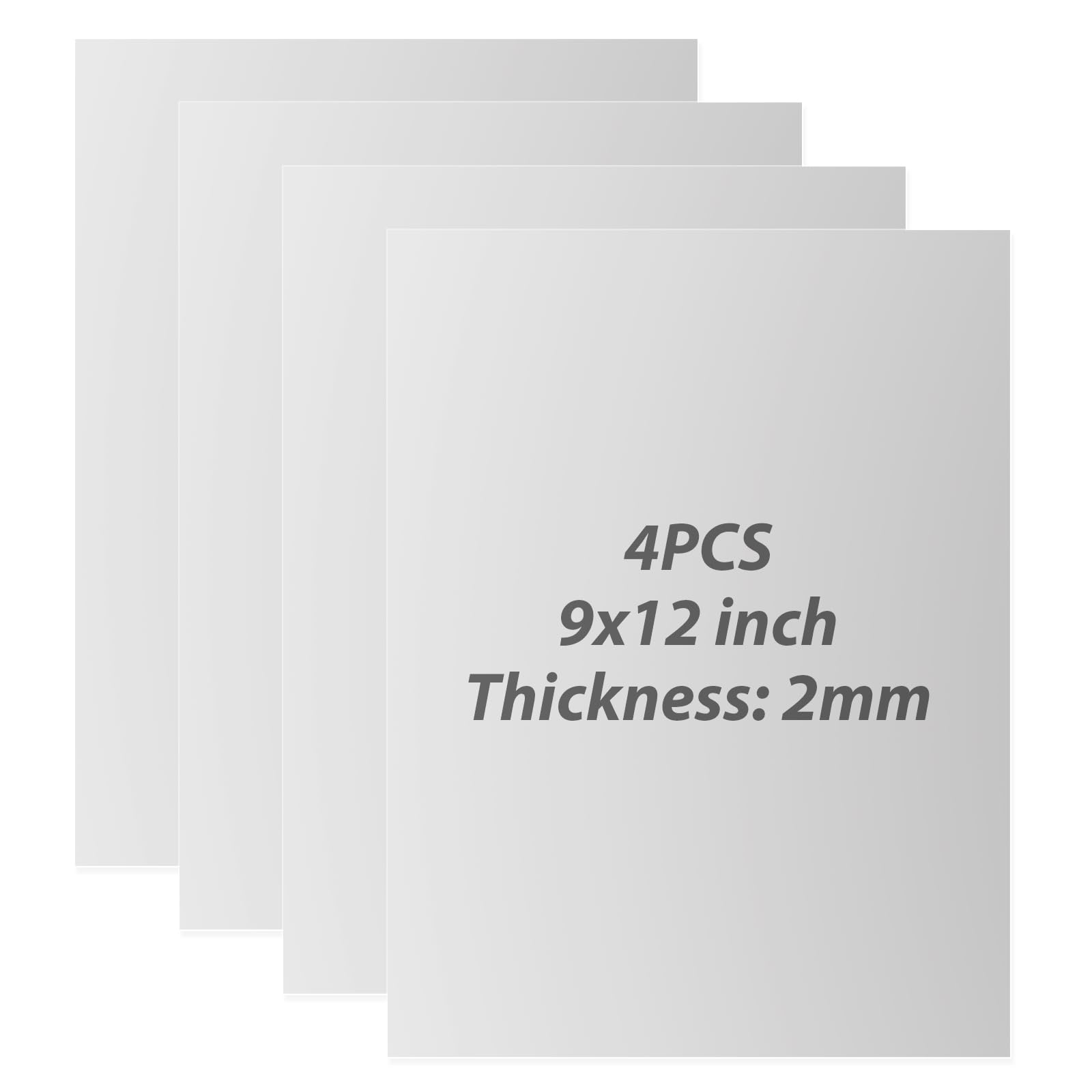 4PCS Stainless Steel Sheet 9x12 inch Stainless Steel Plate 304 2mm Thin Metal Sheets with Protective Film Rectangle Cold Rolled Steel Plate for Kitchen DIY Crafting