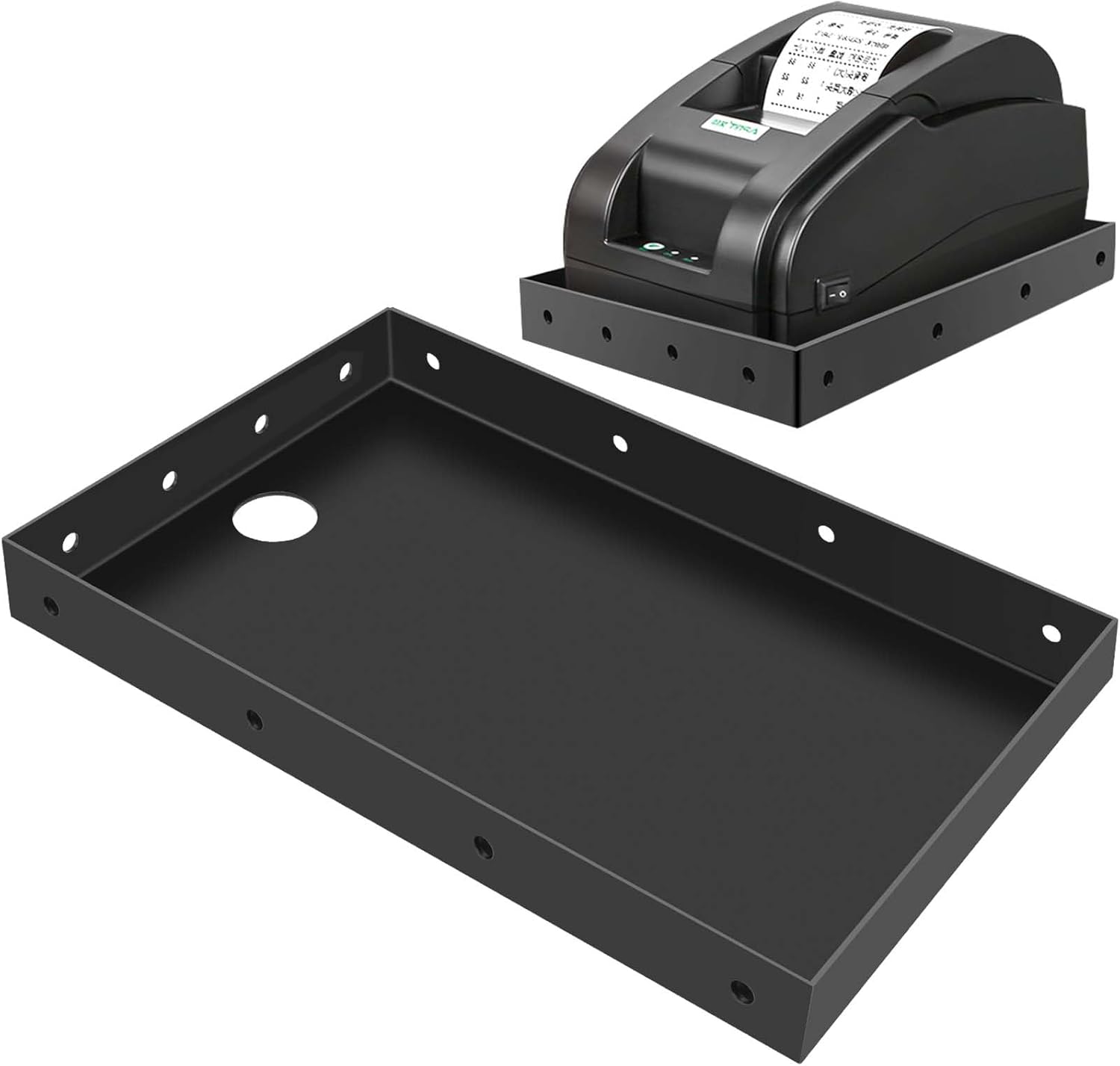 Ecliptica 2 Pack Printer Tray & Shelf for POS KDS Kitchen Thermal Printers, 10.24 x 6.5 Inch Wall or Edge Mount Shelf with 4 Mounting Holes Per Side, Restaurant Ticket Holder & Order Printers Stand
