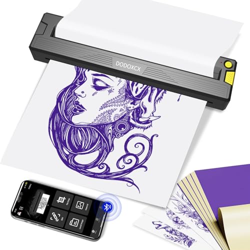 DODOXCX Tattoo Stencil Printer Machine for Tattoo Beginners&Artists,with 3pcs Tattoo Transfer Paper,Portable Thermal Printer,Compatible with Phone/Pc