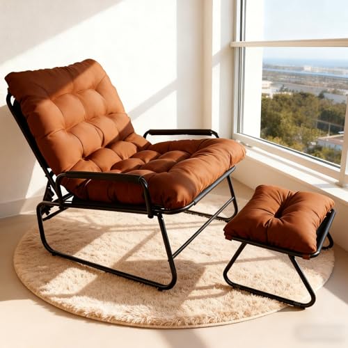 FUOIDYE Fauteuil lounge d'extérieur - Chaise longue - Fauteuil de balcon avec tabouret - Fauteuil...