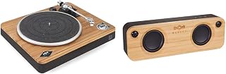 House of Marley Stir It Up Wireless Turntable - USB to PC/MAC Recording, Dust Cover - Bamboo/Black & House of Get Together Bluetooth Portable Audio System - Black Black Single