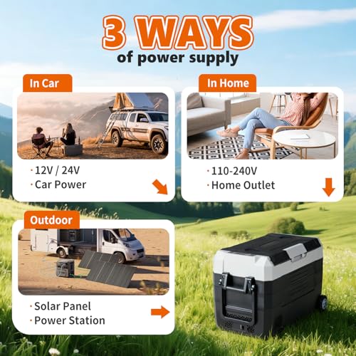 Image of OLIXIS Portable Car Refrigerator, 42QT Dual-Zone Electric Cooler for Vehicles with Wheels & Cutting Board, -4℉-68℉ Freezer Smart Control via Bluetooth, Battery Protection, 12 /24V DC & 100-240V AC