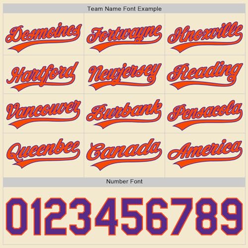 Custom Cream Purple Orange Baseball Uniform for Adults Pullover Softball Sports Shirt Customizable No Button Jersey Baseball Team Apparel