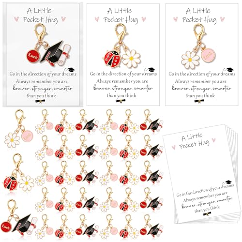 Unittype 36 Pcs Pocket Hug Gift Set 2026 Graduation Keychain with Card Gift Bag Emotional Support Anxiety Relief Souvenir(Luck Style)