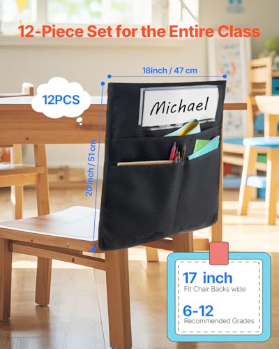 Poche rangement dossier chaise VEVOR 47x51 cm pour éliminer le désordre scolaire