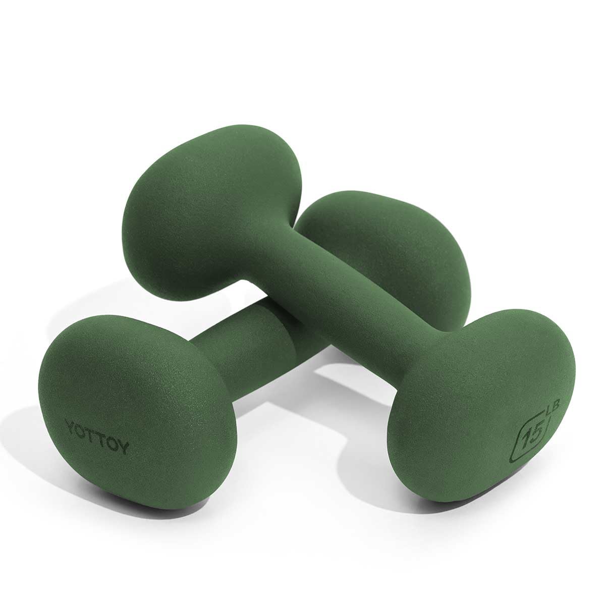 YOTTOY Weights Dumbbells Set,2-15 Pound Dumbbells Set of 2, Non-Slip Hand Weights for Home Workouts, Portable Strength Training Neoprene dumbbells (Green, 15LB-Pair)