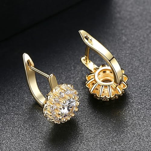 14K Gold Floral Moissanite Clasp Earrings, Fashionable Jewelry for Stylish Women3
