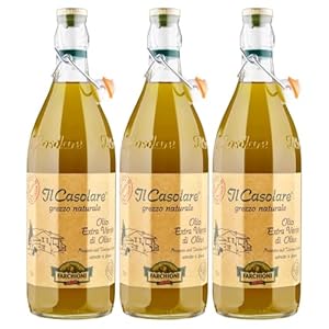 Farchioni Olio Extra Vergine Grezzo Naturale Italienisches Olivenöl Ungefiltertes & Kaltgepresstes Öl Italien Inkl. FeinWert E-Book (3 x 1,0l)
