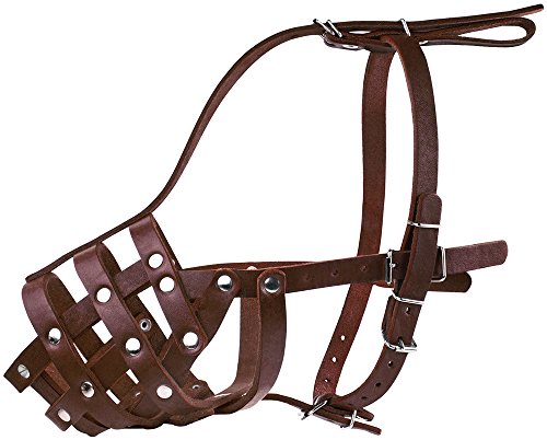 Collardirect Dog Muzzle German Shepherd Dalmatian Doberman Setter Leather Basket Medium Large Breeds Black Brown (M, Chestnut Brown) #TOP3