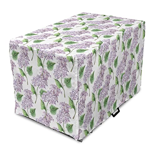 Ambesonne Lilac Dog Crate Cover, Watercolor Hand Drawn Style Aromatic Herbal Growth Countryside Cottage Theme Art, Easy To Use Pet Kennel Cover For Medium Large Dogs, 42 Inch, Lilac And Green #TOP10