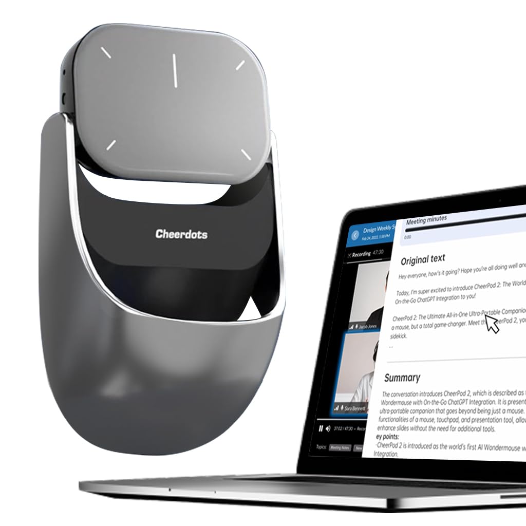 2025 AI Mouse Voice Recorder[No Subscription] with Touchpad Detachable&Air Operation PowerPoint Presentations Remote Transcribe&Summarize by AI, Office&Meetings for Mac, for Windows(Silver)