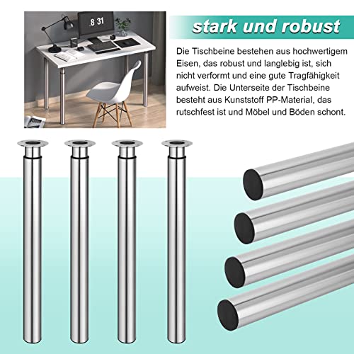 Dhouse Höhenverstellbare Tischbeine Ø60 mm, 710-1100mm zylindrisch Metall Möbelfuß für Bar- und Frühstückstisch (Chrom)