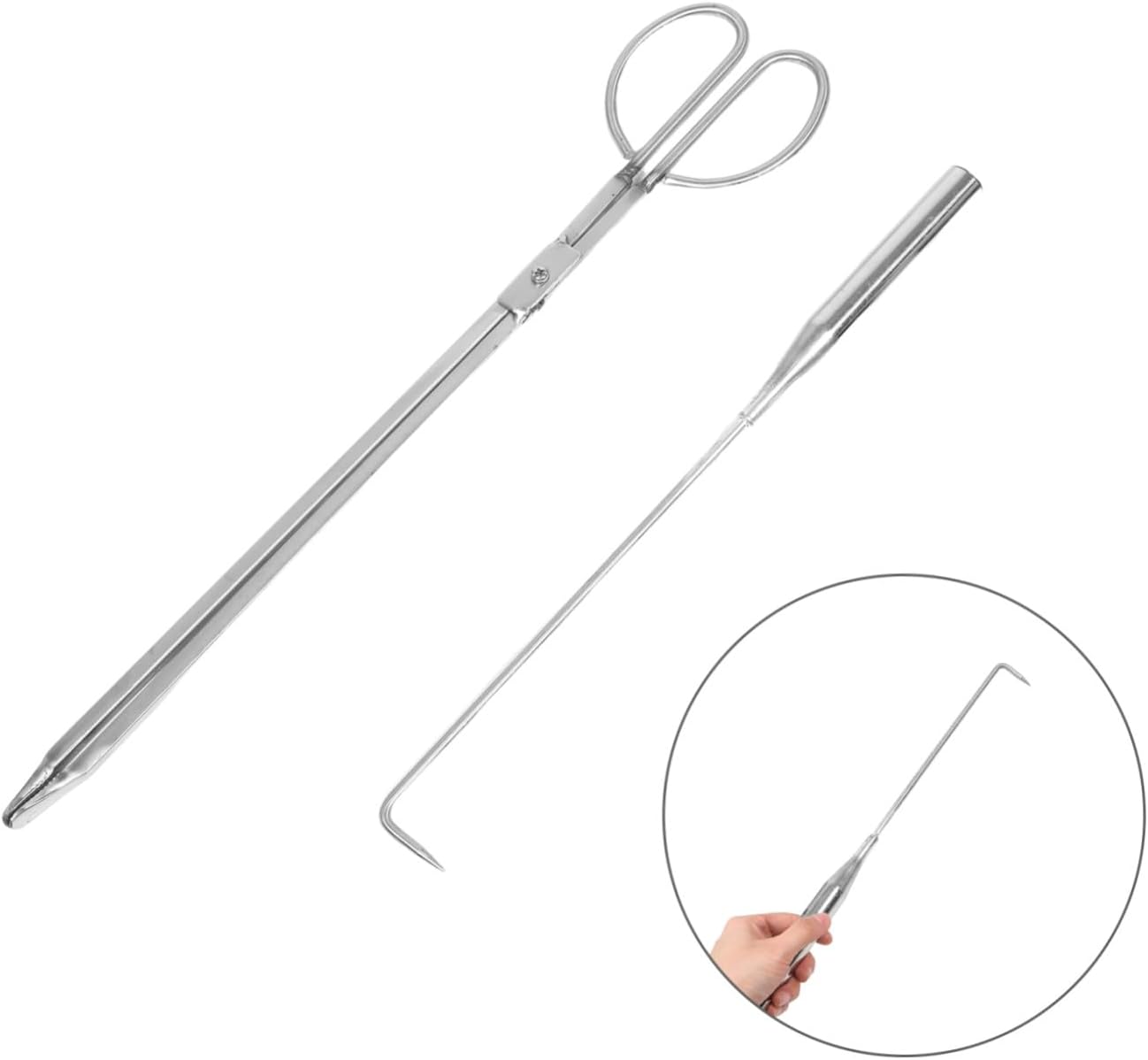 Fireplace Poker and Tong Set Stainless Steel Xmas for Wood Handling