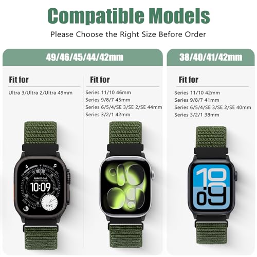 Runostrich Nylon Sport Strap Compatible with Apple Watch Strap 49mm 46mm 45mm 44mm 42mm 41mm 40mm 38mm Women Men, Adjustable Solo Loop Bands for iWatch Series 11 10 9 8 7 6 5 4 3 SE Ultra, 2 Pack - Image 4