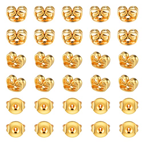 30Pcs Earring Backs Replacements Earrings Backs For Studs Hypoallergenic Earring Backs Gold Butterfly Shape Backs For Earrings Secure Earring Backings For Locking Stud Earrings #TOP26