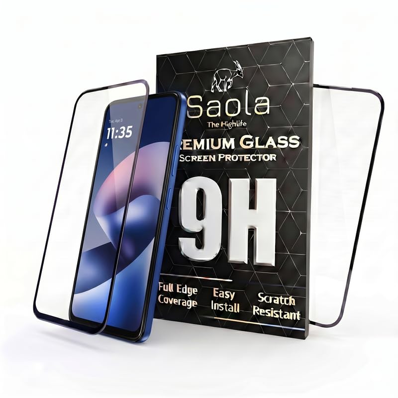 Image of Saola HD+ Oleophobic Tempered Glass For Motorola G37 (PACK OF 1) with Hassle-less Installation Kit. Full screen Coverage. 6.67 inch