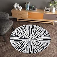 Morbuy - Tapis Rond Super Doux Et Antidérapant 60x60 Cm - Pour Salon, Chambre, Entrée - Lavable En Machine - Design Rétro I