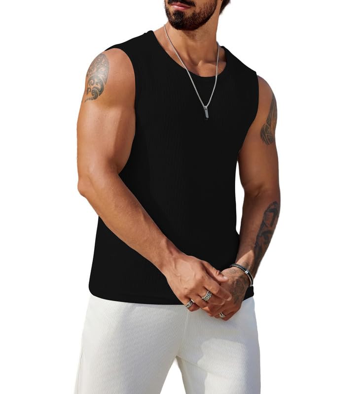 the blazze Mens Casual Tank Tops Waffle Knit Sleeveless Shirt Breathable Tank Shirts Summer Muscle Tee and other Tank Tops B L2713-picture-40