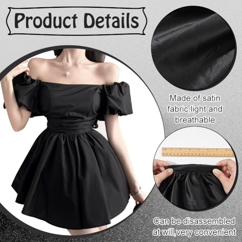 BENECREAT 1 Pair Removable Puff Sleeves, Black Polyester Bridal Sleeves Detachable Puff Sleeves for Wedding Dress Bridal Accessories, 10.6x7.8x1.57inch4