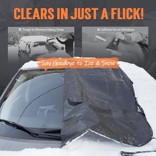 Image of TONDA Windshield Cover for Ice and Snow, Heavy Duty 600D Oxford Car Windshield Protector, Winter Car Accessories for Cars, SUVs, Trucks, Vans and MPVs, Universal Fit (68.5 x 56 Inch)