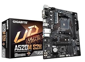 GIGABYTE Placa Base A520M S2H – Soporta CPUs AMD Ryzen Serie 5000 AM4, VRM Digital Puro de 4+3 Fases, hasta 5100MHz DDR4 (OC), PCIe 3.0 x4 M.2, LAN GbE, USB 3.2 Gen 1