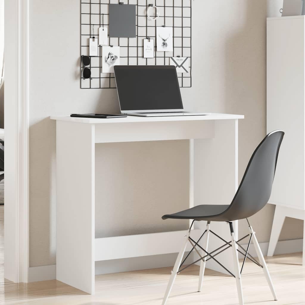 Biurko białe 80 x 40 x 75 cm z materiału drewnopochodnego, trwałe i łatwe w pielęgnacji, wszechstronne zastosowanie, do gabinetu, sypialni, salonu i biura, z dużą powierzchnią roboczą