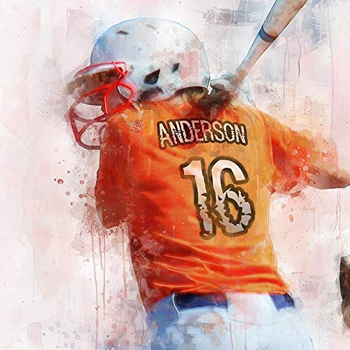 Personalized Softball Batter Sports Action Print - Gift for The Softball Player (11