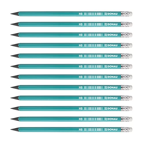 OFFICER PRODUCTS DONAU 7381001PL-99 Lápiz sintético con goma de borrar HB 12 piezas/Lápices/Color: Verde