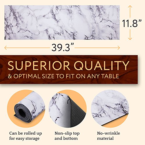 Anna Stay Table Runners - Trivet & Table Runner, Handles Heat Up to 300F, Anti Slip, Hand Washable, Great for Hot Dishes and Pots, Great as Dresser Decor & Table Decor, Marble and White Table Runner - Thumbnail 4