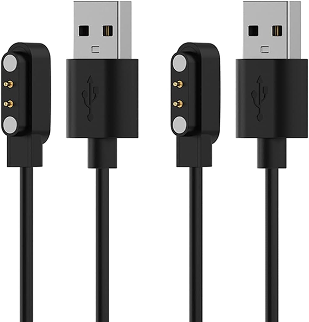E ECSEM Charging Cable Intended for MVEFOIT P42B ＆ Wwzzey P42B Smartwatch 2Pack Replacement USB Charging Charger Cord for MVEFOIT P42B ＆ Wwzzey P42B Smart Watch Accessoris, Black