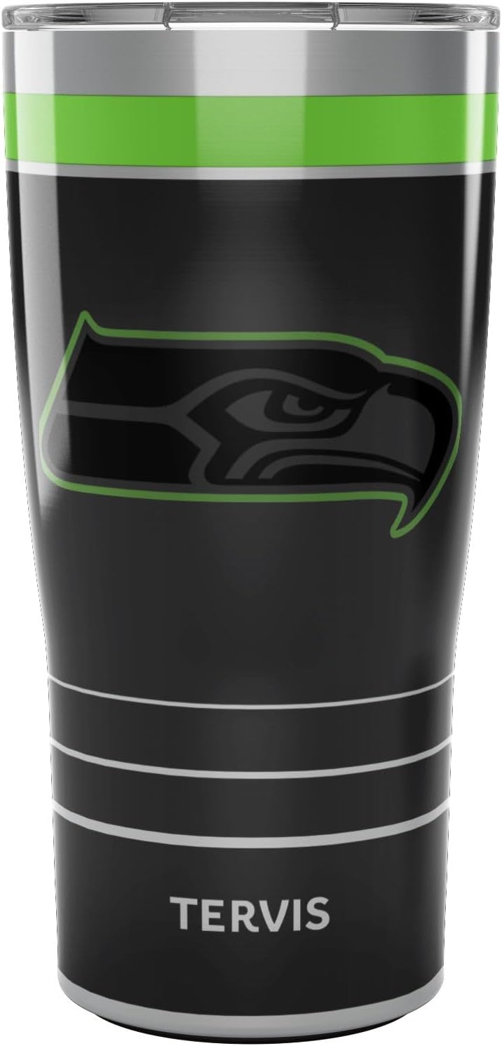 Tervis Traveler NFL Seattle Seahawks - Night Game Triple Insulated Tumbler Travel Cup Keeps Drinks Cold & Hot, 20oz, Stainless Steel