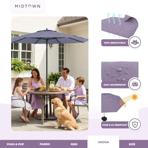 Image of Midtown Umbrellas Push and Pop - 8 Ft Patio Umbrella, Purple Texture Canopy
