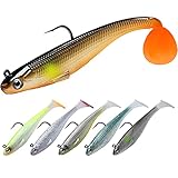 TRUSCEND Fishing Lures for Bass Trout Jighead Lures Paddle Tail Swimbaits Soft Fishing Baits Freshwater Saltwater Jigging Bass Fishing Gear Gifts for Men