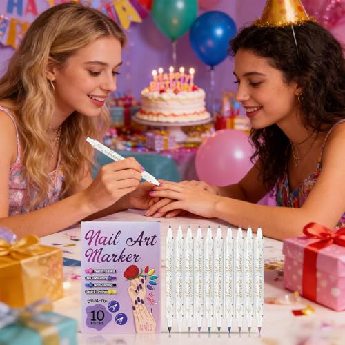 Marqueur à ongles 10 couleurs à séchage rapide pour manucure maison - 2