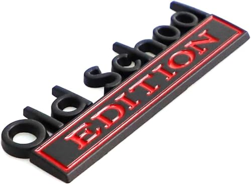 Miniatura 2 de 2 calcomanías de metal 3D de la edición de la vieja escuela, para automóvil, camión, SUV, lateral, trasera, capó, puerta del maletero (negro y rojo)