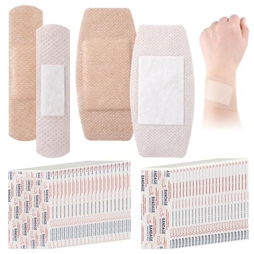 Funtery 100 Pcs Silicone Bandages Assorted Sizes Sensitive Skin, Painless Removal Silicone Bandages for Fragile Sensitive Skin Elderly Painless Removal Delicate(2 Size,Classic)