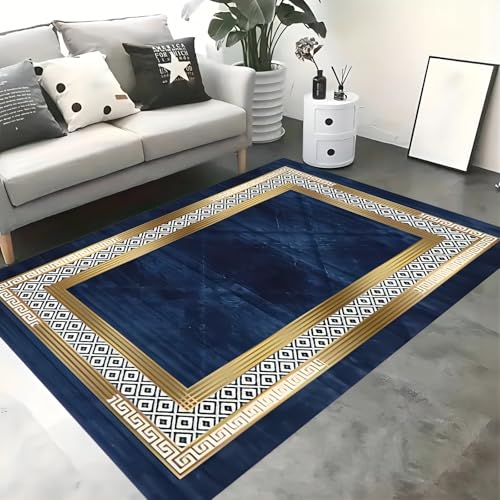 Tapete decorativo interior 3x4ft diseño geométrico azul miniatura 3
