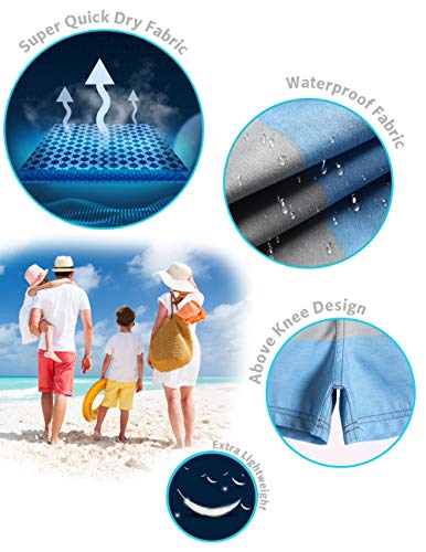 MaaMgic Kleine Jungen Badeshorts Schnelltrocknend Boardshorts mit Mesh-Futter Taschen und Verstellbarem Tunnelzug MEHRWEG,Neu Grau Blau,3 Jahre
