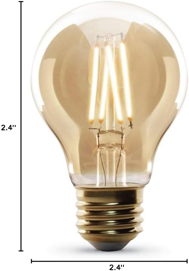 Feit Electric Vintage Exposed Filament Smoke Glass LED AT19 with a Medium E26 Base Light Bulb - 60W Equivalent - 10 Year Life - 300 Lumen - 5000K Daylight - Dimmable | Original Vintage